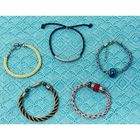 Bracelets -  5 Handcrafted Corded Rope Bracelets - 5 different colors - Picture 1 of 7